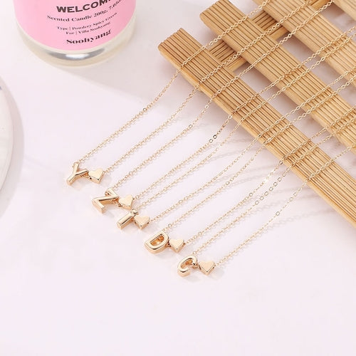 Minimalist Heart Initial Necklace